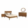 FOA Belkor 4pc Oak Wood Bedroom Set-Cal King+Nightstand + Dresser + Oval Mirror