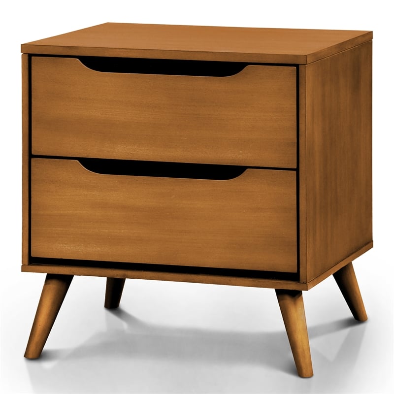 FOA Belkor 4pc Oak Wood Bedroom Set-Cal King+Nightstand + Dresser + Oval Mirror