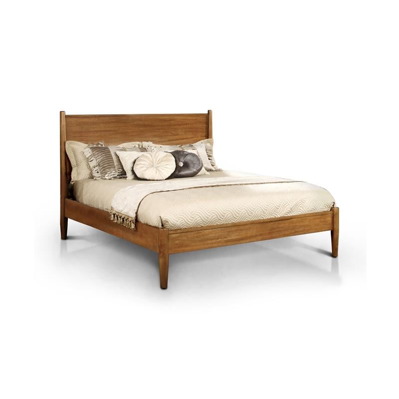 FOA Belkor 4pc Oak Wood Bedroom Set - Queen+Nightstand+Dresser+Oval Mirror