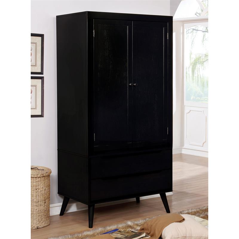 Furniture of America Belkor MidCentury Modern Solid Wood Armoire in