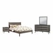 FOA Belkor 4pc Gray Wood Bedroom Set - Cal King+Nightstand+Dresser+Mirror