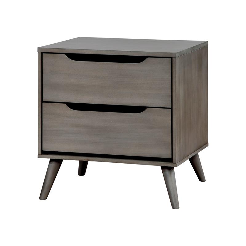 FOA Belkor 4pc Gray Wood Bedroom Set - Queen+Nightstand+Dresser+Mirror