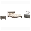 FOA Belkor 4pc Gray Wood Bedroom Set - Queen+Nightstand+Dresser+Mirror
