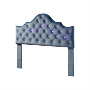 furniture of america binah contemporary fabric king headboard with led in blue