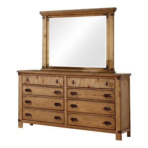 furniture of america sesco 8 drawer cottage solid double dresser in burnished pine