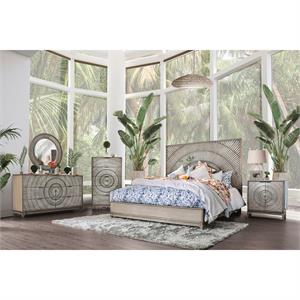 furniture of america meriah 3 piece transitional solid wood panel bedroom set in antique gray