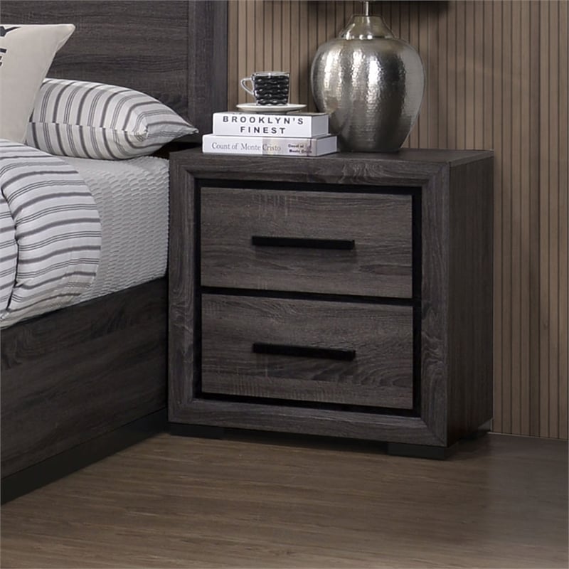 Furniture of America Drummond Contemporary Wood 2-Drawer Nightstand in Gray