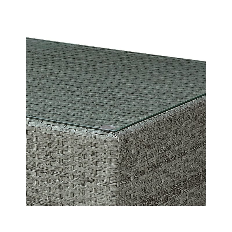 Furniture of America Arthur Rattan and Glass Top Outdoor Coffee Table