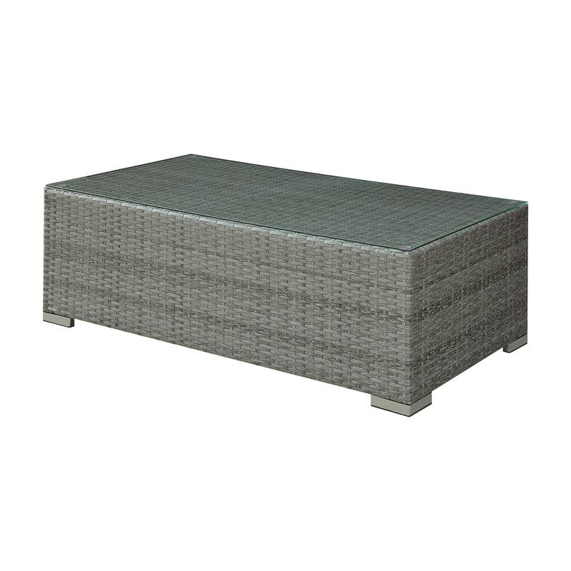 light grey rattan side table