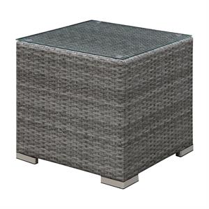 furniture of america arthur contemporary glass top faux rattan patio end table