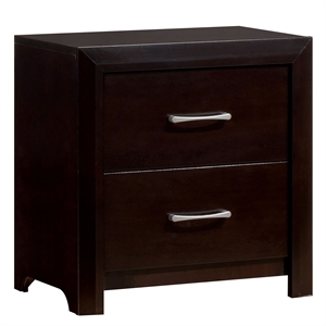 furniture of america barett contemporary wood 2-drawer nightstand in espresso