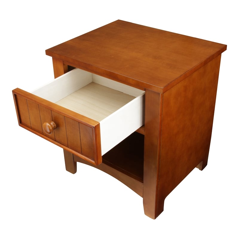 Furniture of America Dimanche Solid Wood 1-Drawer Nightstand in Oak
