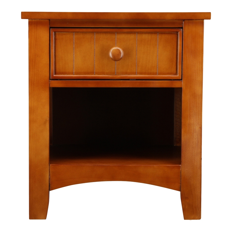 Furniture of America Dimanche Solid Wood 1-Drawer Nightstand in Oak