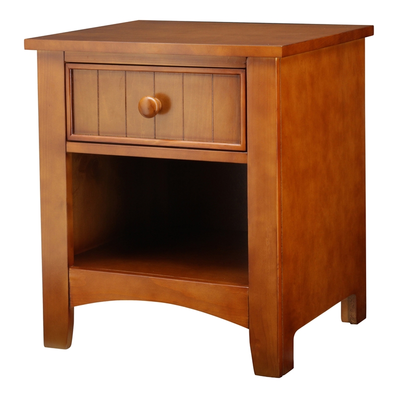 Furniture of America Dimanche Solid Wood 1-Drawer Nightstand in Oak