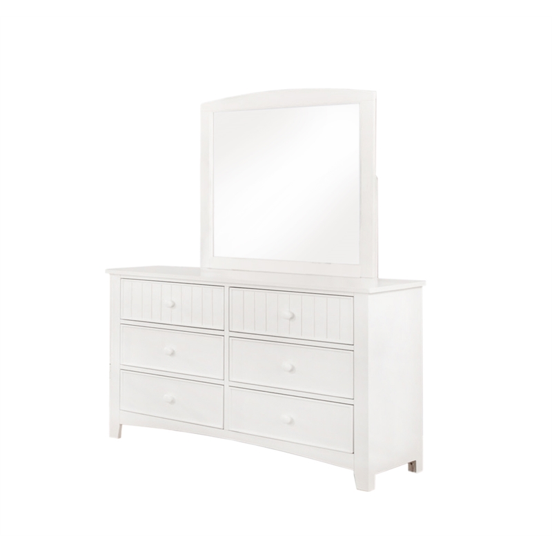 Furniture of America Dimanche Solid Wood 6-Drawer Double Dresser in White