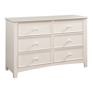 Furniture of America Dimanche Solid Wood 6-Drawer Double Dresser in White