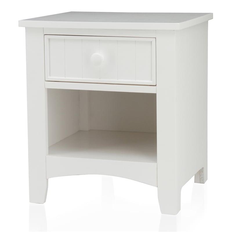 Furniture of America Dimanche Solid Wood 1-Drawer Nightstand in White