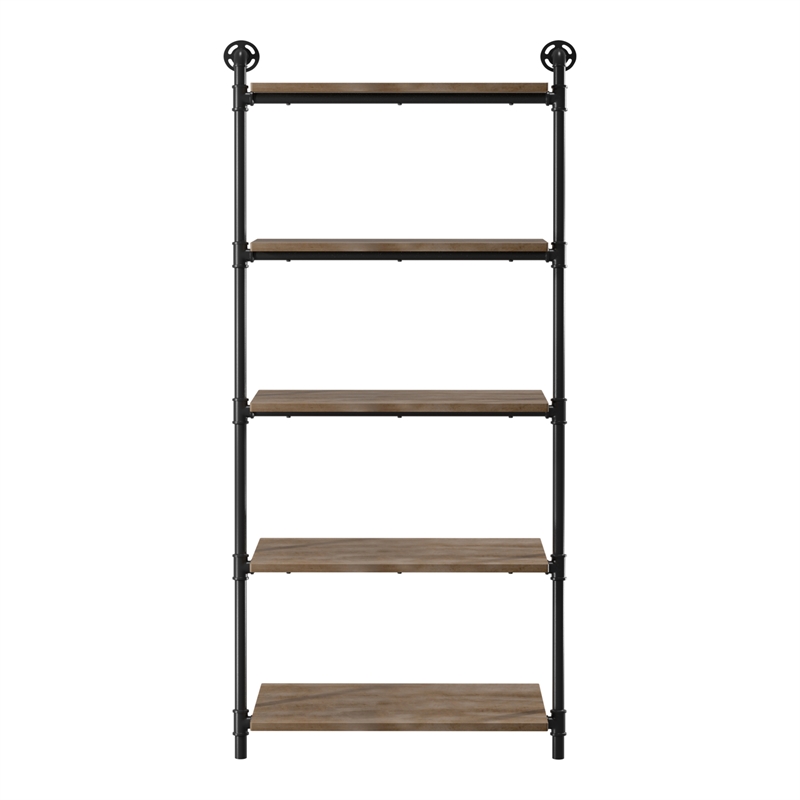 Furniture of America Binlatti Metal 5-Tier Ladder Display Shelf in Sand Black