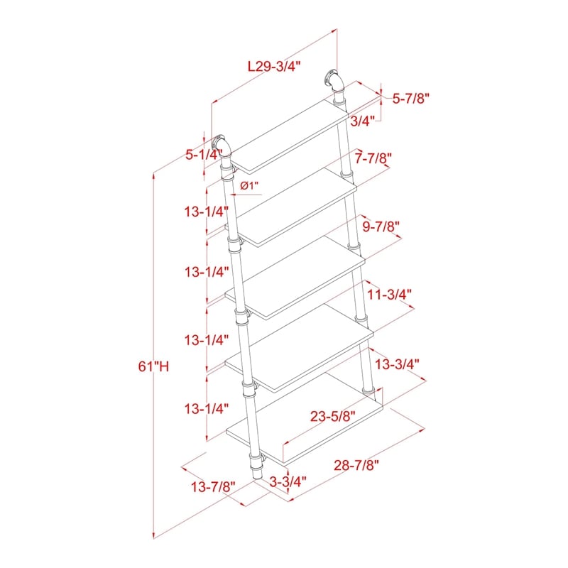 Furniture of America Binlatti Metal 5-Tier Ladder Display Shelf in Sand Black