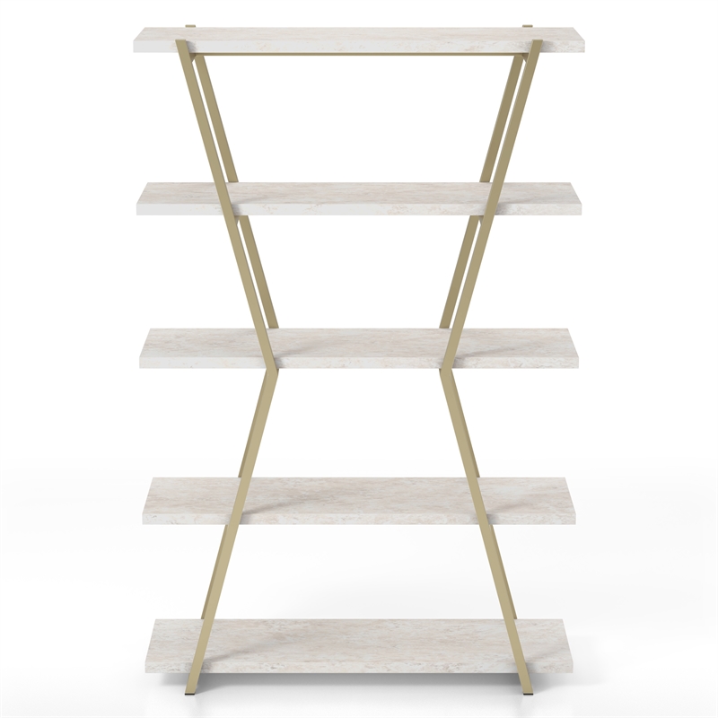 Furniture of America Ketano Metal 4-Shelf Bookcase in Gold Champagne