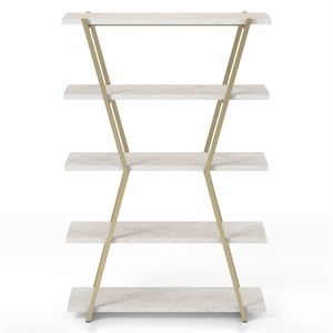 Furniture of America Ketano Metal 4-Shelf Bookcase in Gold Champagne