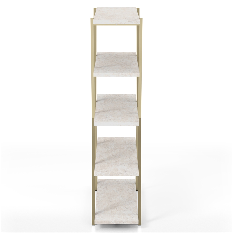Furniture of America Ketano Metal 4-Shelf Bookcase in Gold Champagne