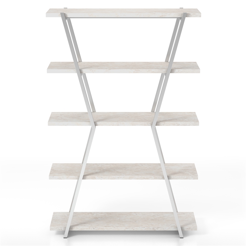 Furniture of America Ketano Metal 4-Shelf Bookcase in Chrome