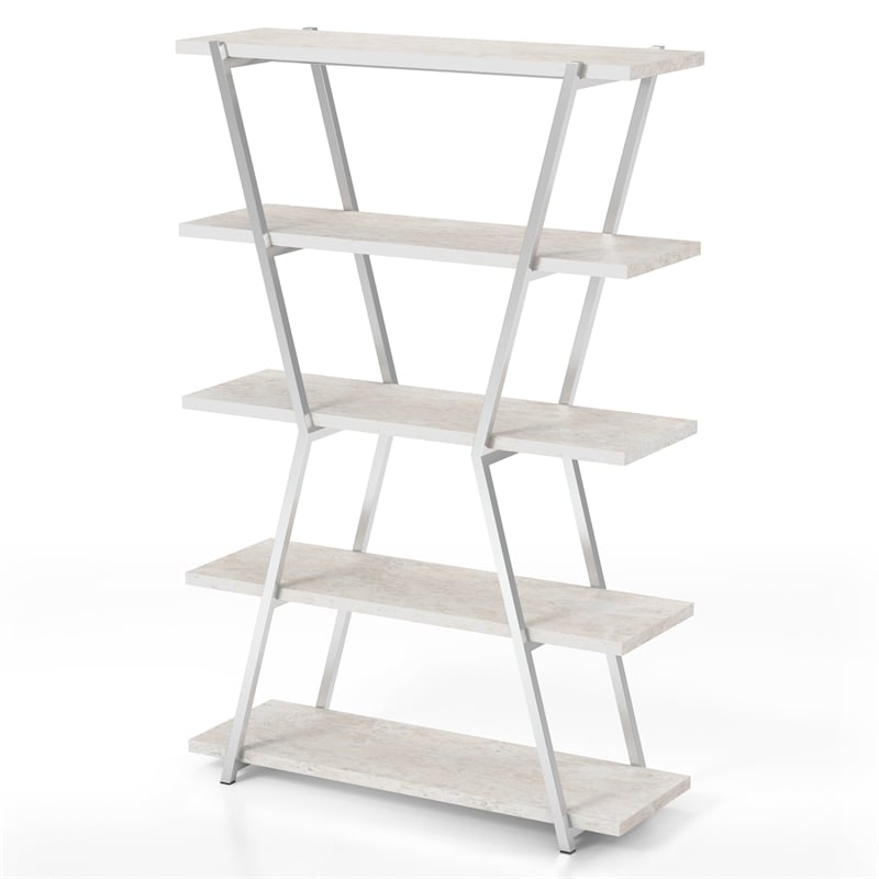 Furniture of America Ketano Metal 4-Shelf Bookcase in Chrome
