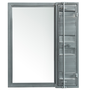 Furniture of America Lionna Contemporary Metal Storage Wall Mirror in Silver