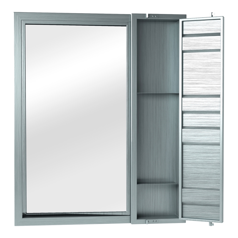 Furniture of America Lionna Contemporary Metal Storage Wall Mirror in Silver