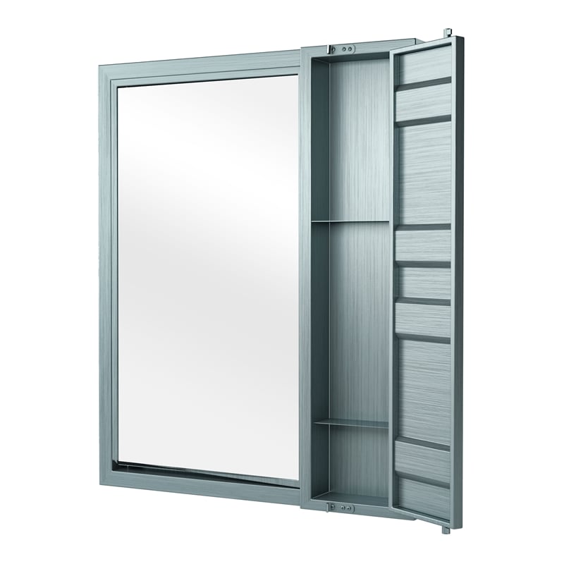 Furniture of America Lionna Contemporary Metal Storage Wall Mirror in Silver