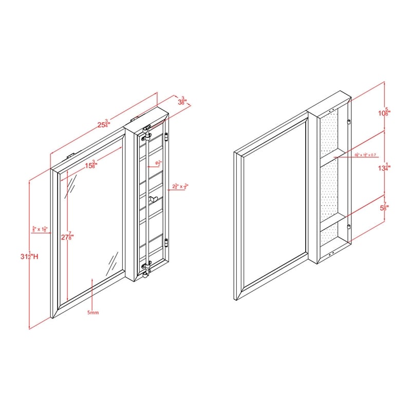 Furniture of America Lionna Contemporary Metal Storage Wall Mirror in Silver