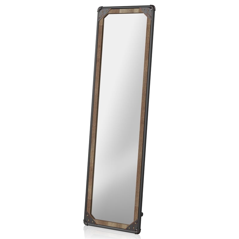 Furniture of America Otto Metal Framed Standing Mirror in Sand Black Finish