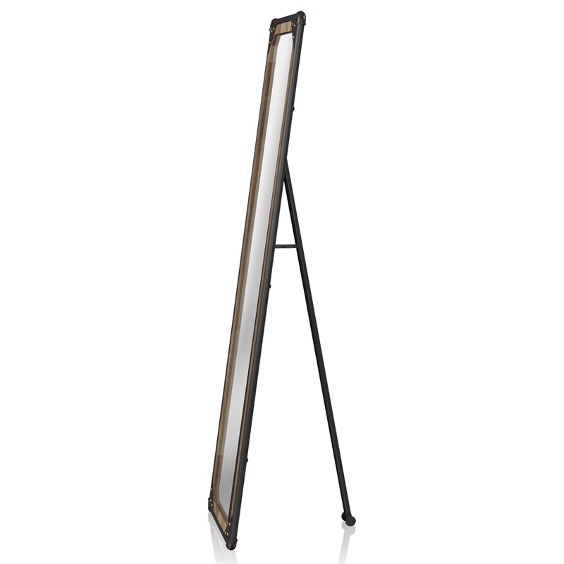 Furniture of America Otto Metal Framed Standing Mirror in Sand Black Finish