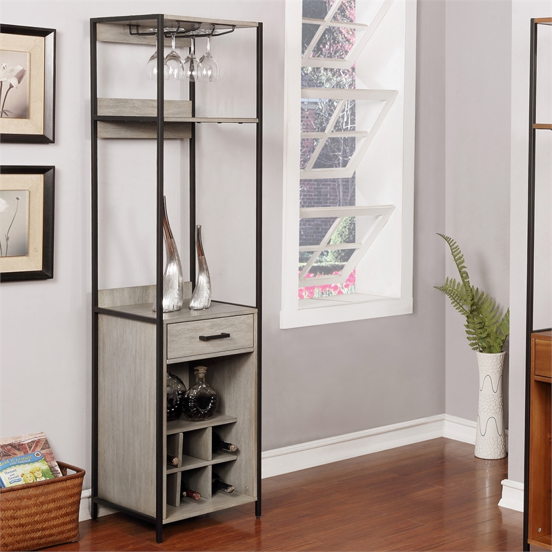 Furniture of America Amarone Wood Multi Storage Wine Rack in Gray