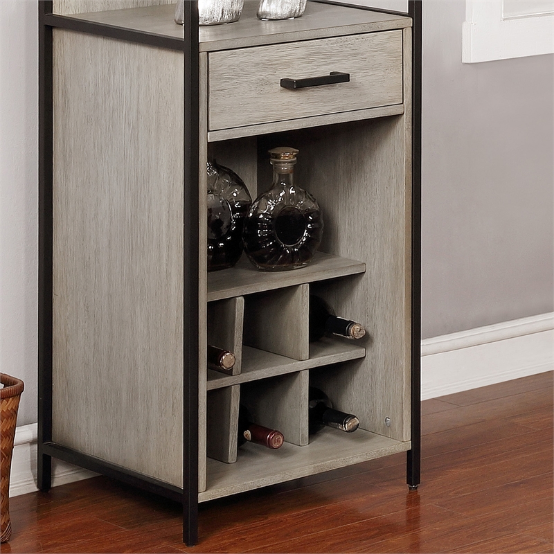 Furniture of America Amarone Wood Multi Storage Wine Rack in Gray