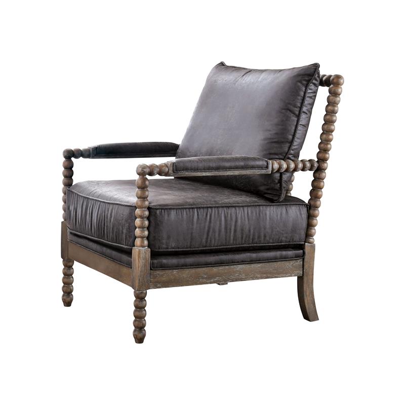 Furniture of America Montrose Wood Cushioned Accent Chair in Warm Gray