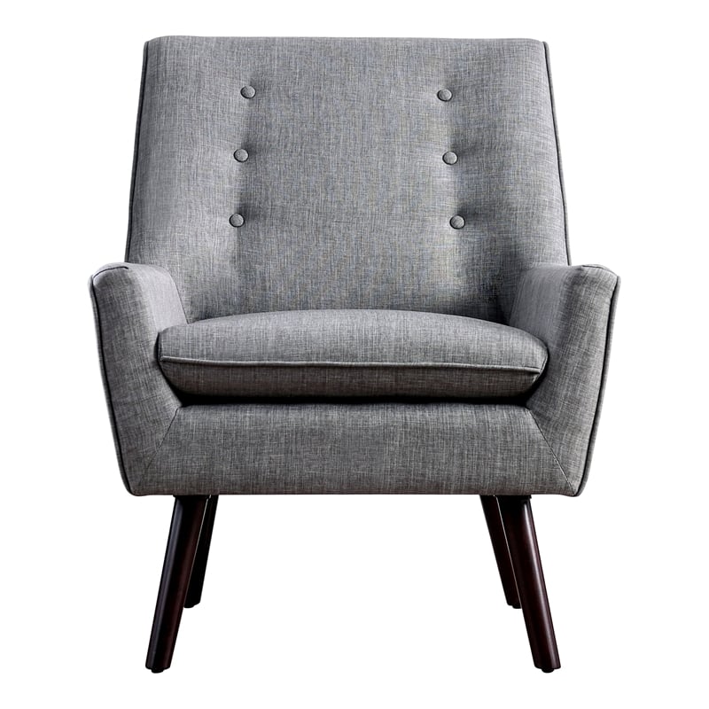 Furniture of America Walsh Mid-Century Fabric Tufted Accent Chair in Light Gray
