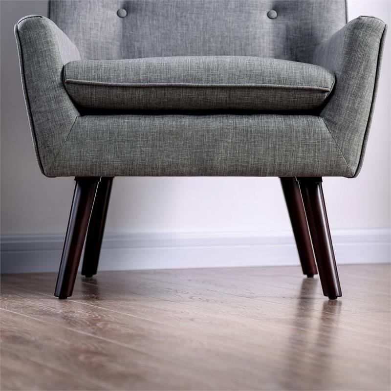 Furniture of America Walsh Mid-Century Fabric Tufted Accent Chair in Light Gray