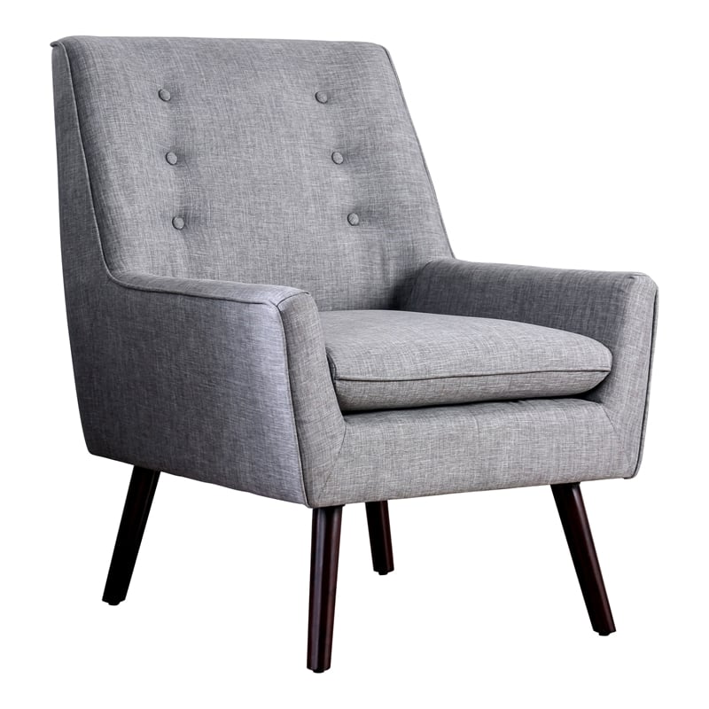 Furniture of America Walsh Mid-Century Fabric Tufted Accent Chair in Light Gray