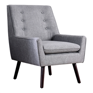 Furniture of America Walsh Mid-Century Fabric Tufted Accent Chair in Light Gray