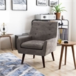 Furniture of America Walsh Mid-Century Faux Leather Tufted Accent Chair in Brown