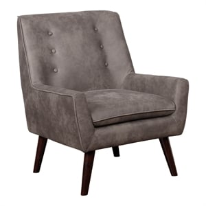 Furniture of America Walsh Mid-Century Faux Leather Tufted Accent Chair in Brown