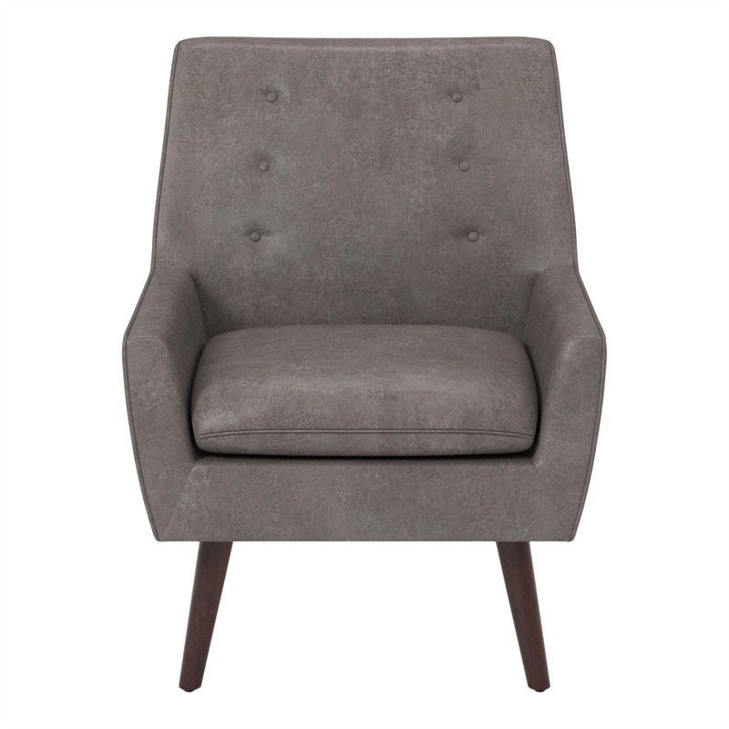Furniture of America Walsh Mid-Century Faux Leather Tufted Accent Chair in Brown