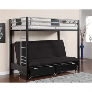 furniture of america didier metal bunk bed in black and silver