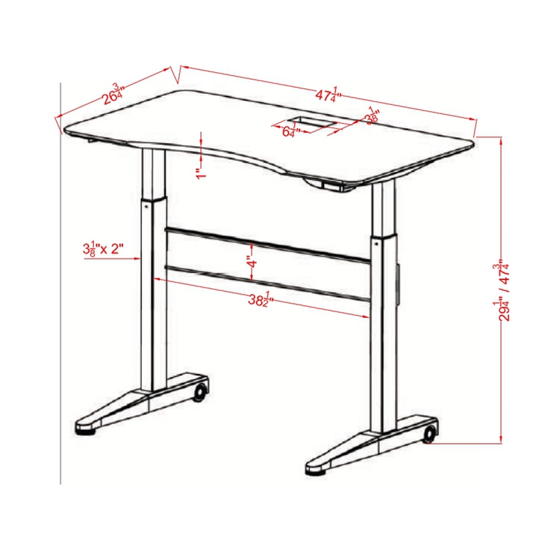 Furniture of America Glenda Metal Adjustable Short Standing Desk in Black