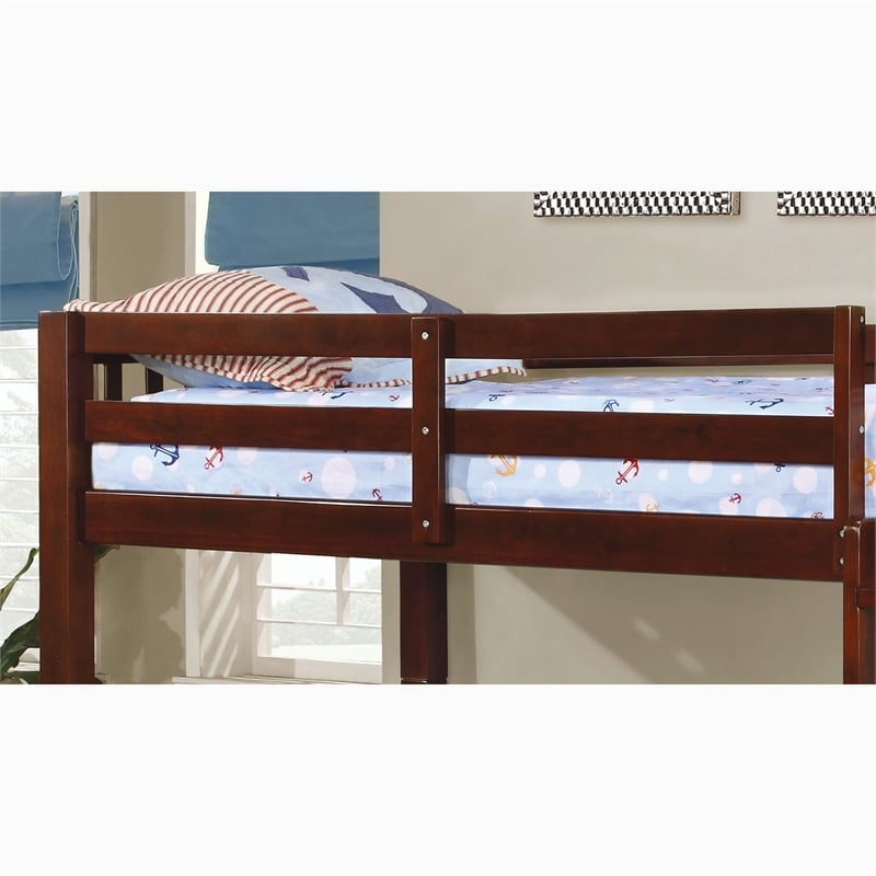 FOA Edith Transitional 2pc Dark Walnut Wood Twin over Twin Bunk Bed with Trundle