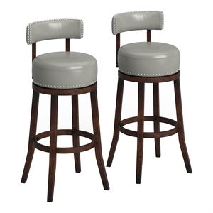 Furniture of America Tendel Faux Leather 29-inch Bar Stool in Gray (Set of 2)