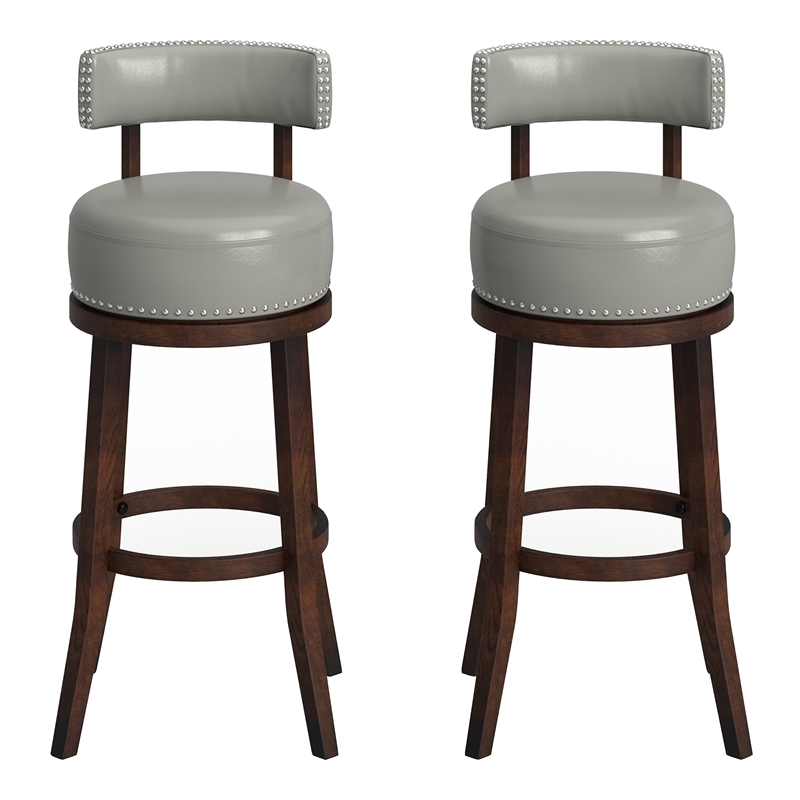 Furniture of America Tendel Faux Leather 29-inch Bar Stool in Gray (Set of 2)