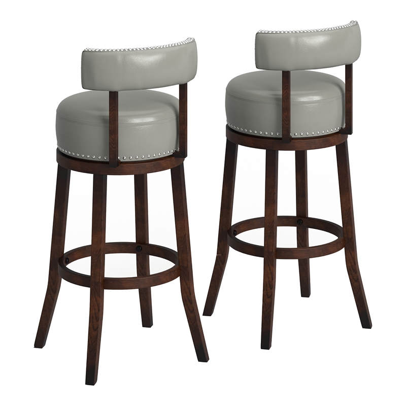 Furniture of America Tendel Faux Leather 29-inch Bar Stool in Gray (Set of 2)